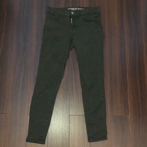 AE Forest Green Sateen Jegging